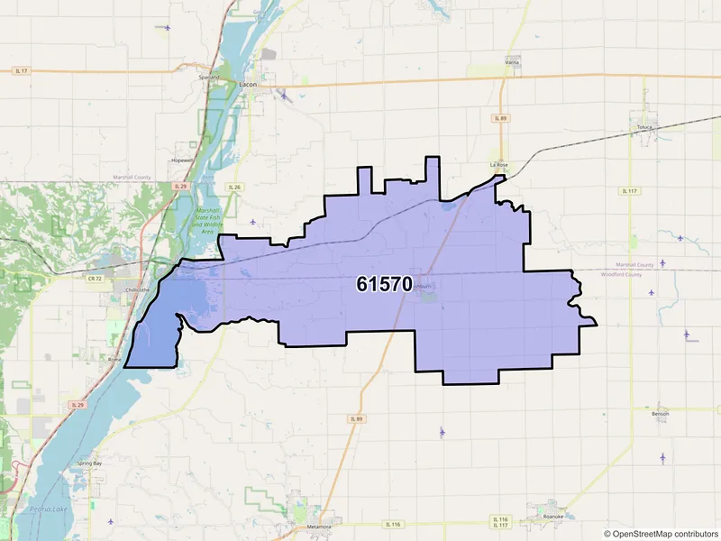 Map of ZIP Code 61570 — Washburn, IL