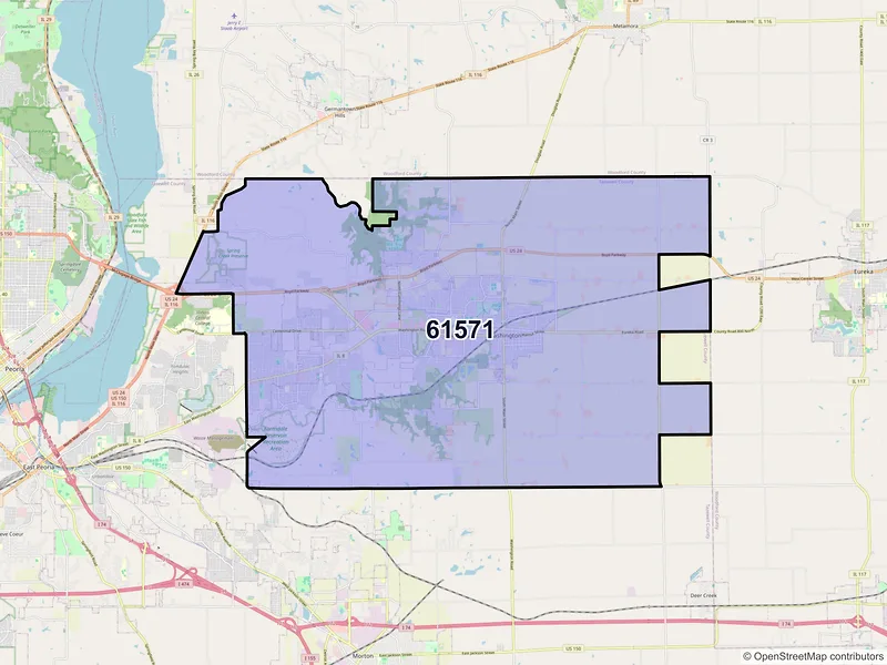Map of ZIP Code 61571 — Washington, IL