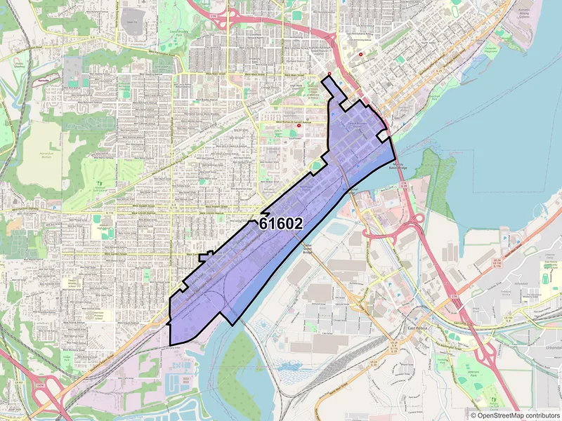 Map of ZIP Code 61602 — Peoria, IL