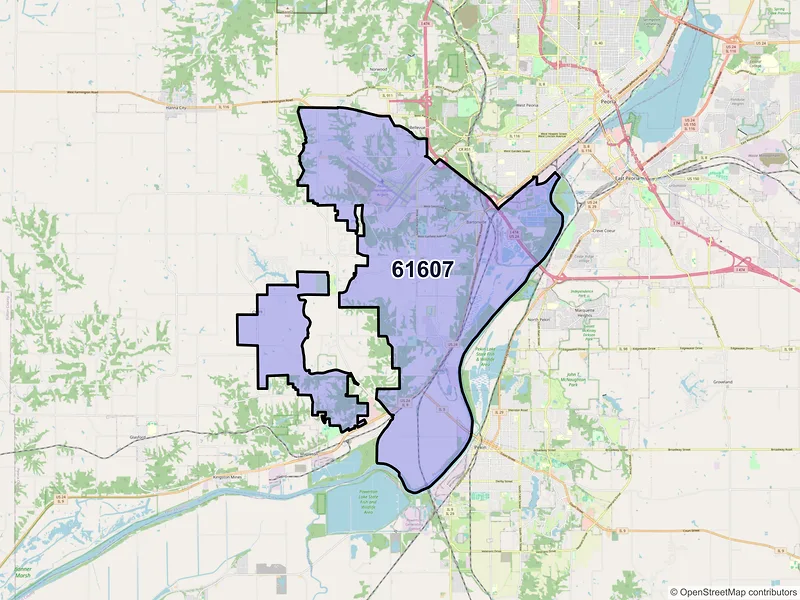 Map of ZIP Code 61607 — Peoria, IL