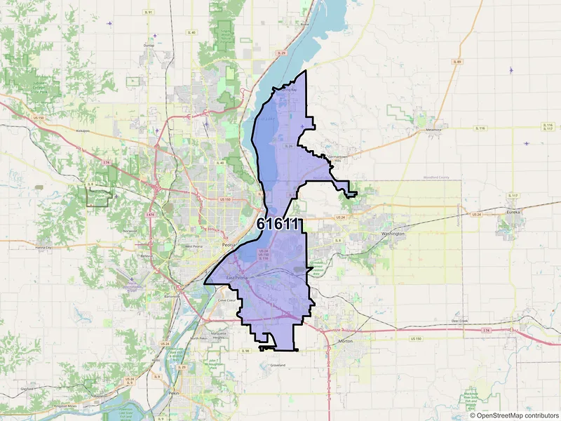 Map of ZIP Code 61611 — East Peoria, IL