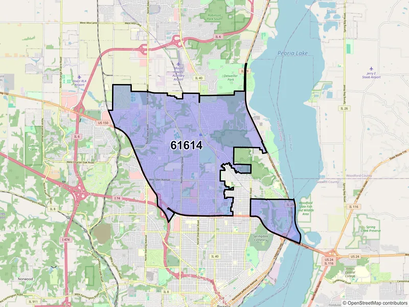 Map of ZIP Code 61614 — Peoria, IL