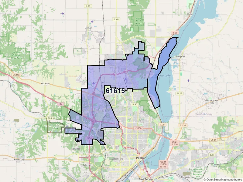 Map of ZIP Code 61615 — Peoria, IL