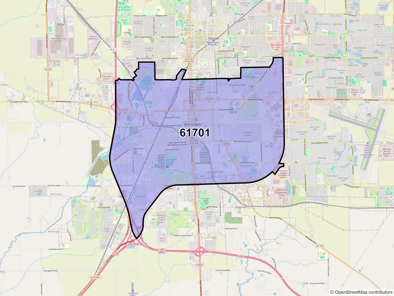 Map of ZIP Code 61701 — Bloomington, IL