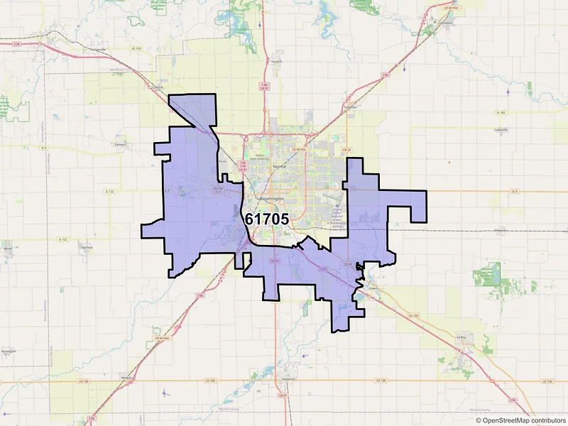 Map of ZIP Code 61705 — Bloomington, IL