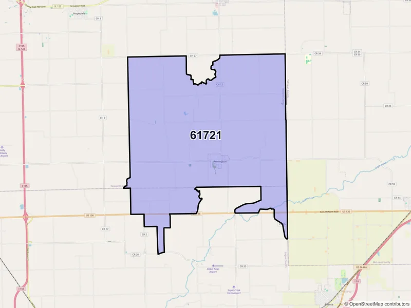 Map of ZIP Code 61721 — Armington, IL