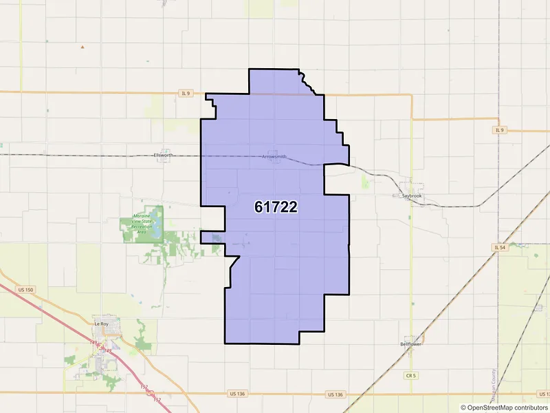 Map of Arrowsmith, Illinois and ZIP codes