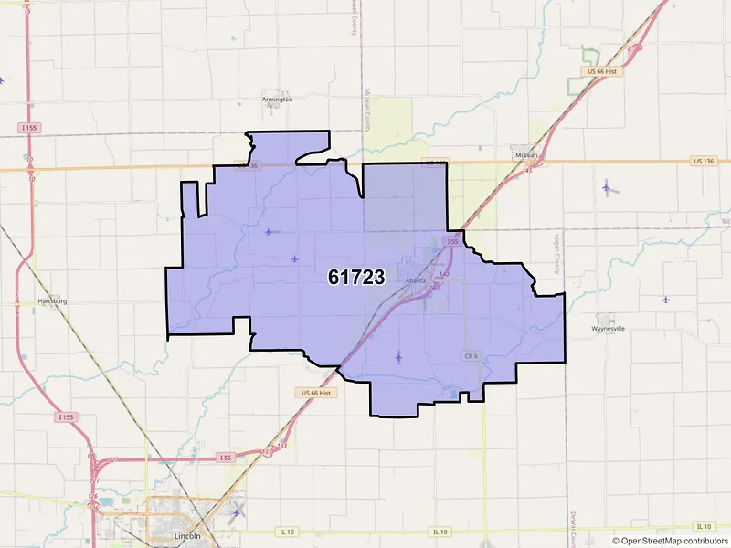 Map of ZIP Code 61723 — Atlanta, IL