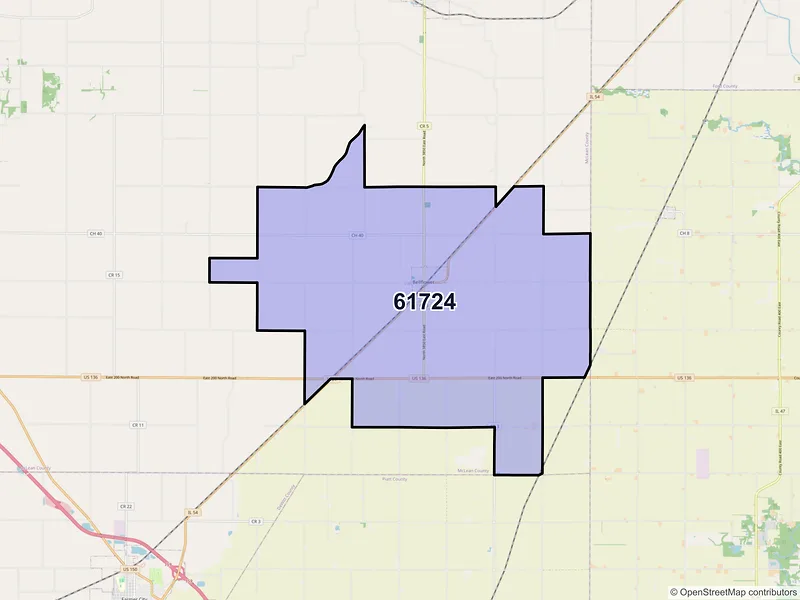 Map of ZIP Code 61724 — Bellflower, IL