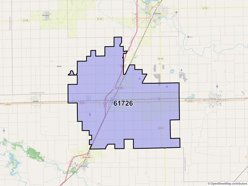 Map of ZIP Code 61726 — Chenoa, IL