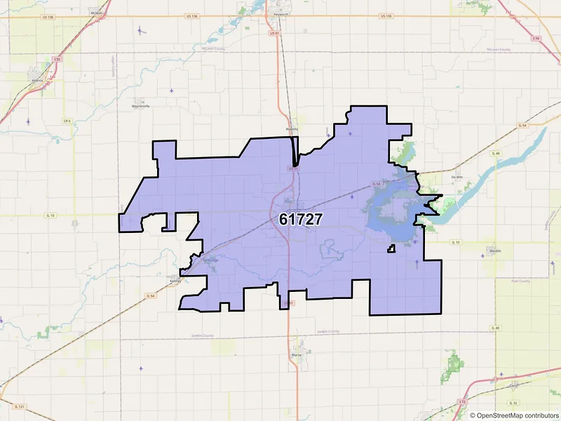 Map of ZIP Code 61727 — Clinton, IL