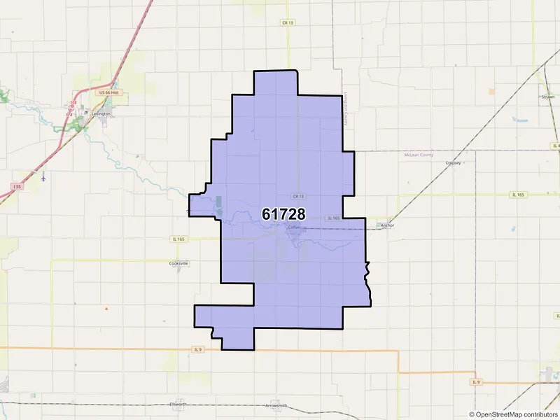 Map of ZIP Code 61728 — Colfax, IL