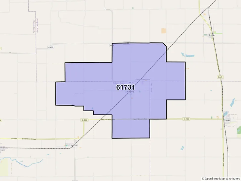 Map of Cropsey, Illinois and ZIP codes