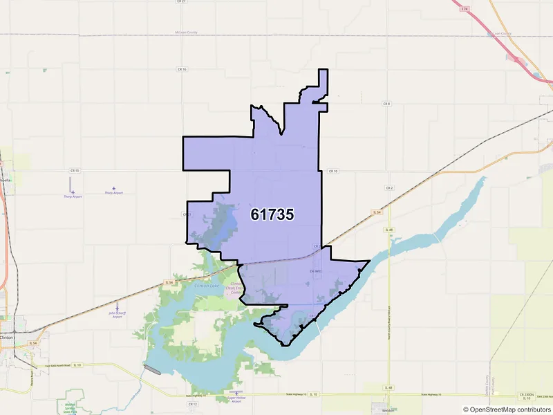 Map of ZIP Code 61735 — Dewitt, IL