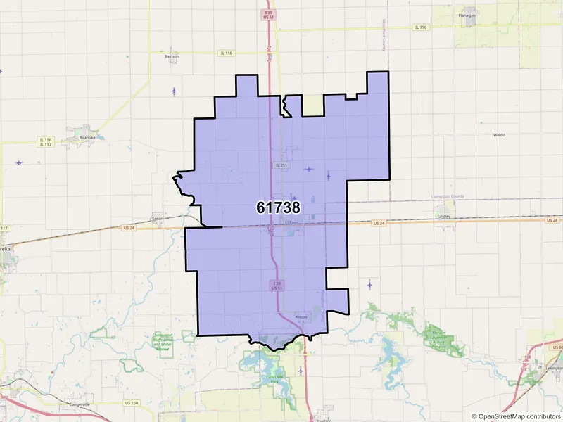 Map of ZIP Code 61738 — El Paso, IL