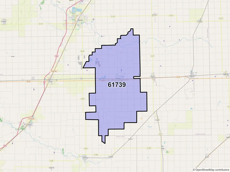 Map of ZIP Code 61739 — Fairbury, IL