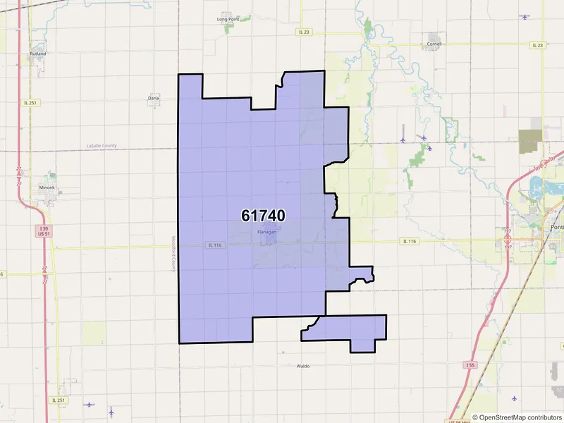 Map of ZIP Code 61740 — Flanagan, IL