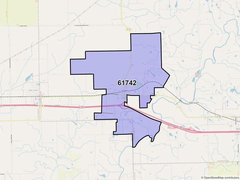 Map of ZIP Code 61742 — Goodfield, IL