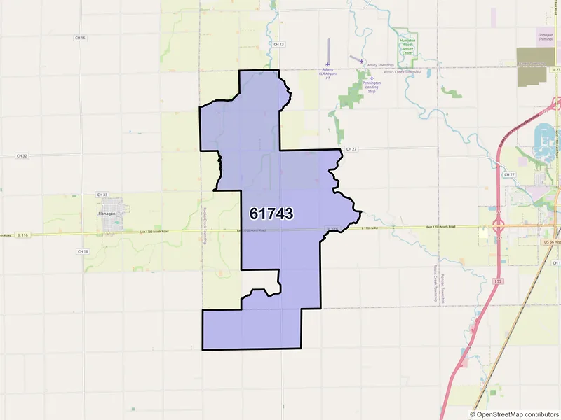 Map of ZIP Code 61743 — Graymont, IL