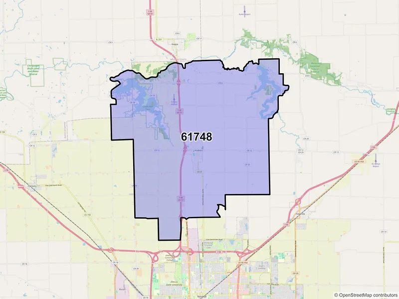 Map of ZIP Code 61748 — Hudson, IL