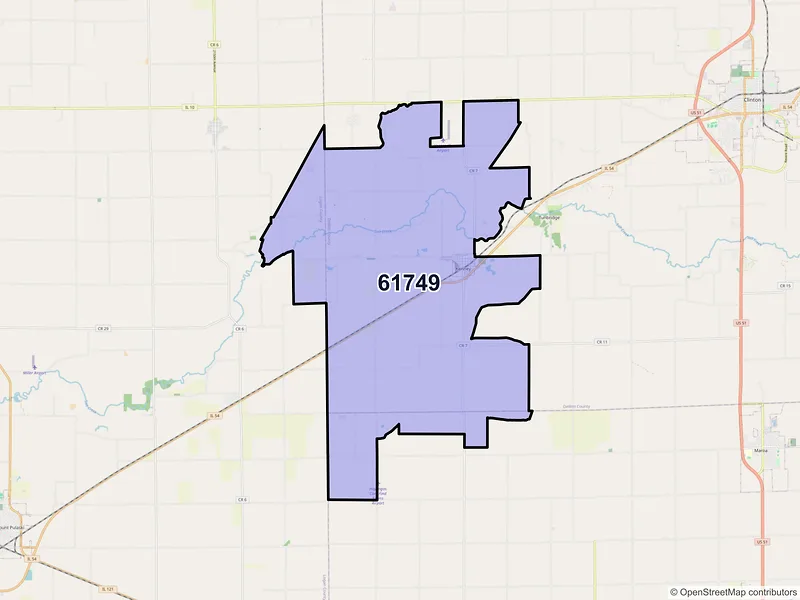 Map of ZIP Code 61749 — Kenney, IL