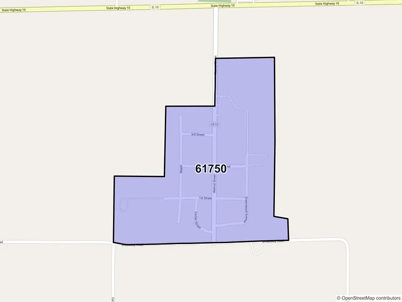 Map of Lane, Illinois and ZIP codes