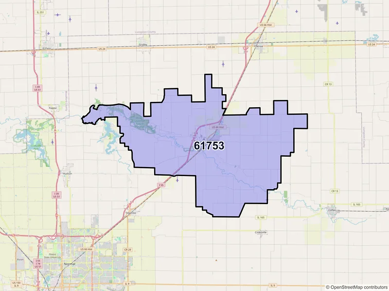 Map of ZIP Code 61753 — Lexington, IL