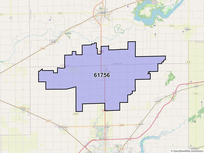 Map of ZIP Code 61756 — Maroa, IL