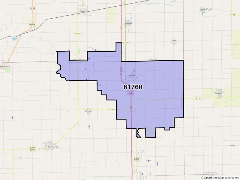 Map of ZIP Code 61760 — Minonk, IL
