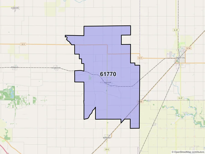 Map of Saybrook, Illinois and ZIP codes