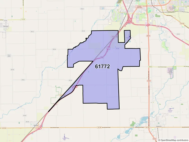 Map of ZIP Code 61772 — Shirley, IL