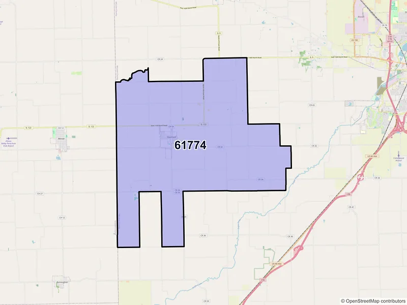 Map of ZIP Code 61774 — Stanford, IL