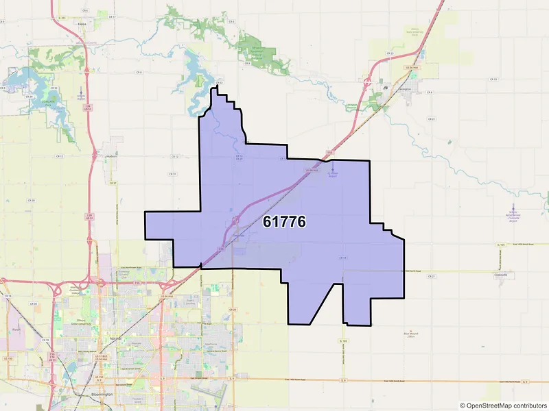 Map of ZIP Code 61776 — Towanda, IL