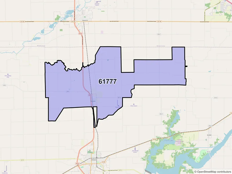 Map of ZIP Code 61777 — Wapella, IL