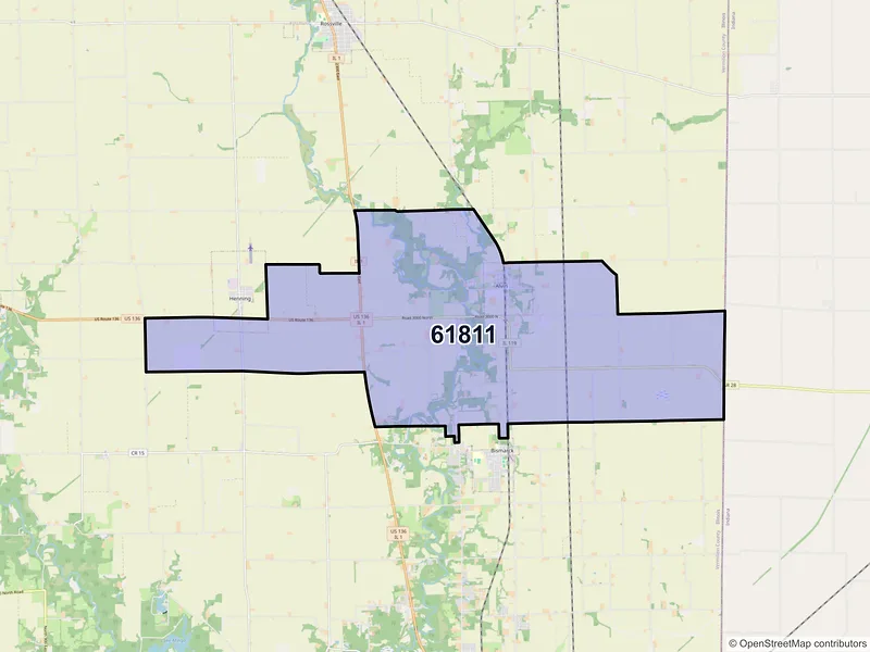 Map of ZIP Code 61811 — Alvin, IL