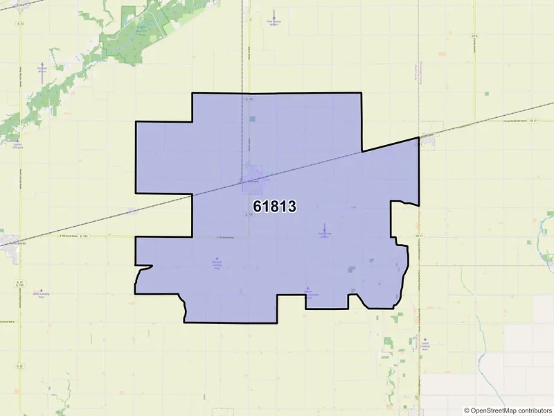 Map of ZIP Code 61813 — Bement, IL