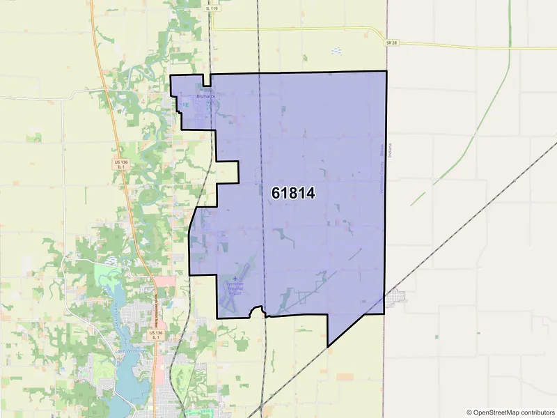 Map of ZIP Code 61814 — Bismarck, IL