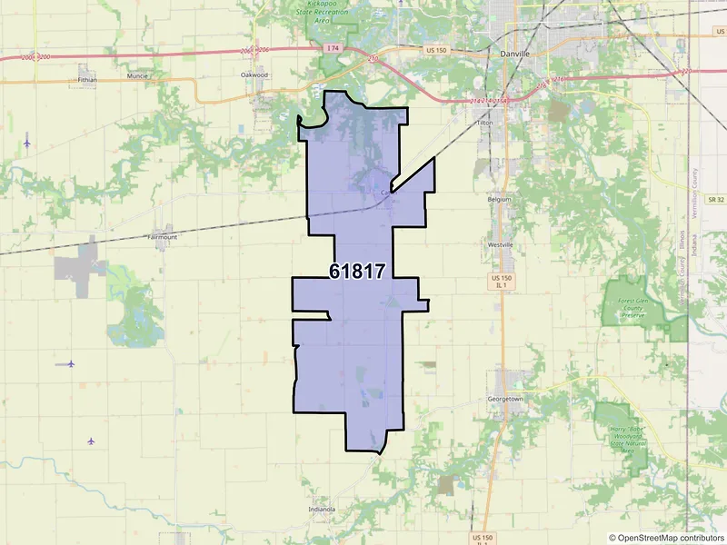 Map of Catlin, Illinois and ZIP codes