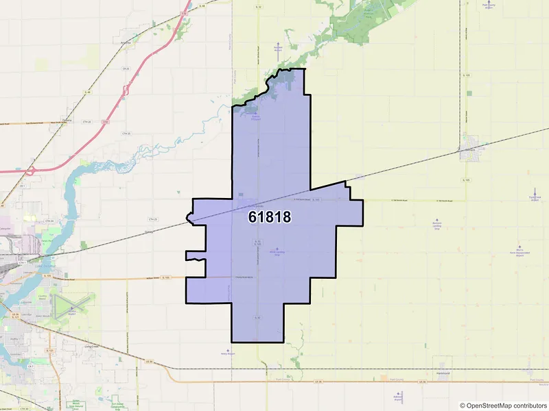 Map of ZIP Code 61818 — Cerro Gordo, IL
