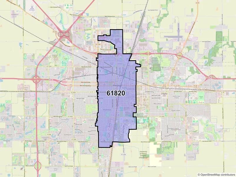 Map of ZIP Code 61820 — Champaign, IL