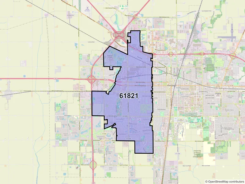 Map of ZIP Code 61821 — Champaign, IL