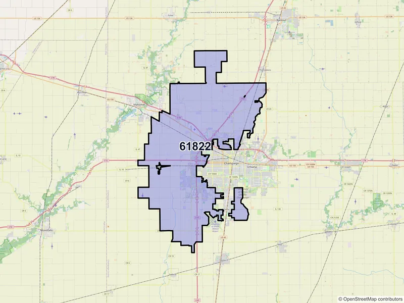 Map of ZIP Code 61822 — Champaign, IL