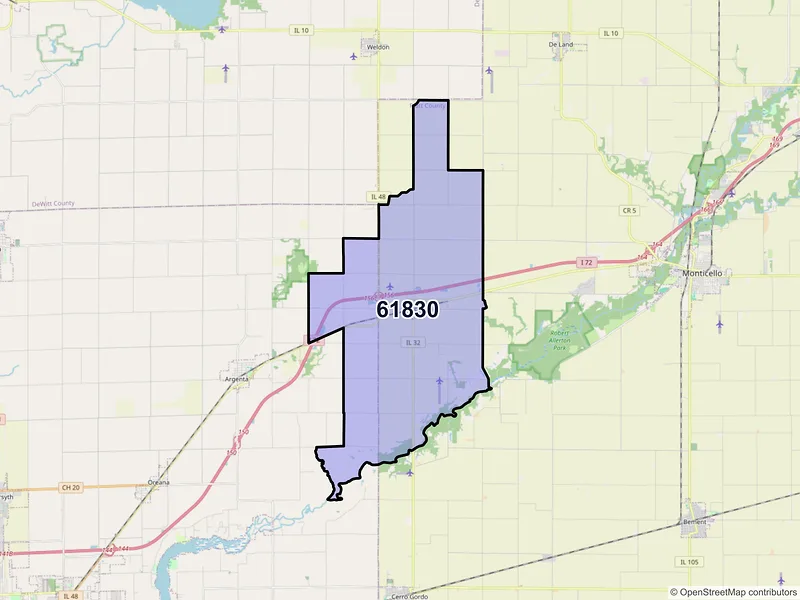 Map of Cisco, Illinois and ZIP codes