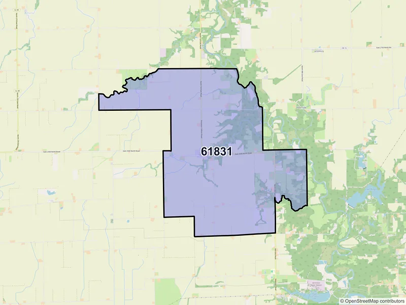 Map of ZIP Code 61831 — Collison, IL