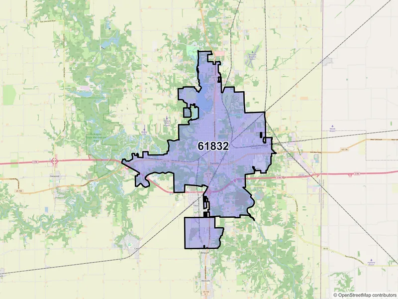 Map of ZIP Code 61832 — Danville, IL
