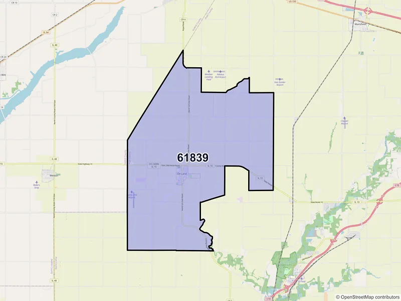 Map of ZIP Code 61839 — De Land, IL
