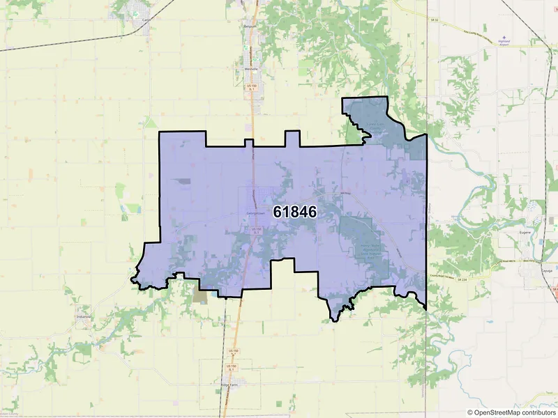 Map of ZIP Code 61846 — Georgetown, IL