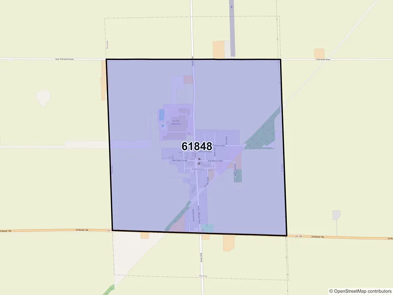 Map of Henning, Illinois and ZIP codes