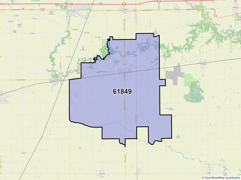 Map of ZIP Code 61849 — Homer, IL