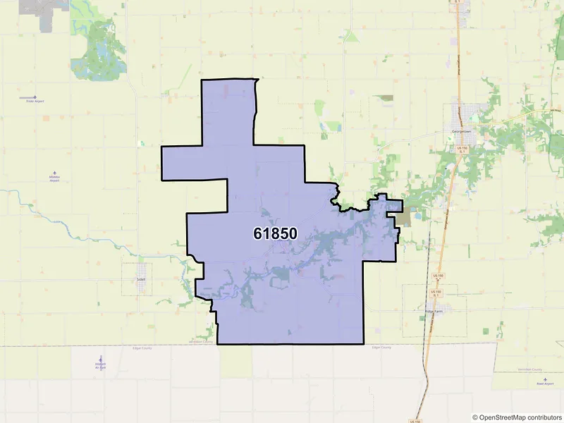 Map of ZIP Code 61850 — Indianola, IL